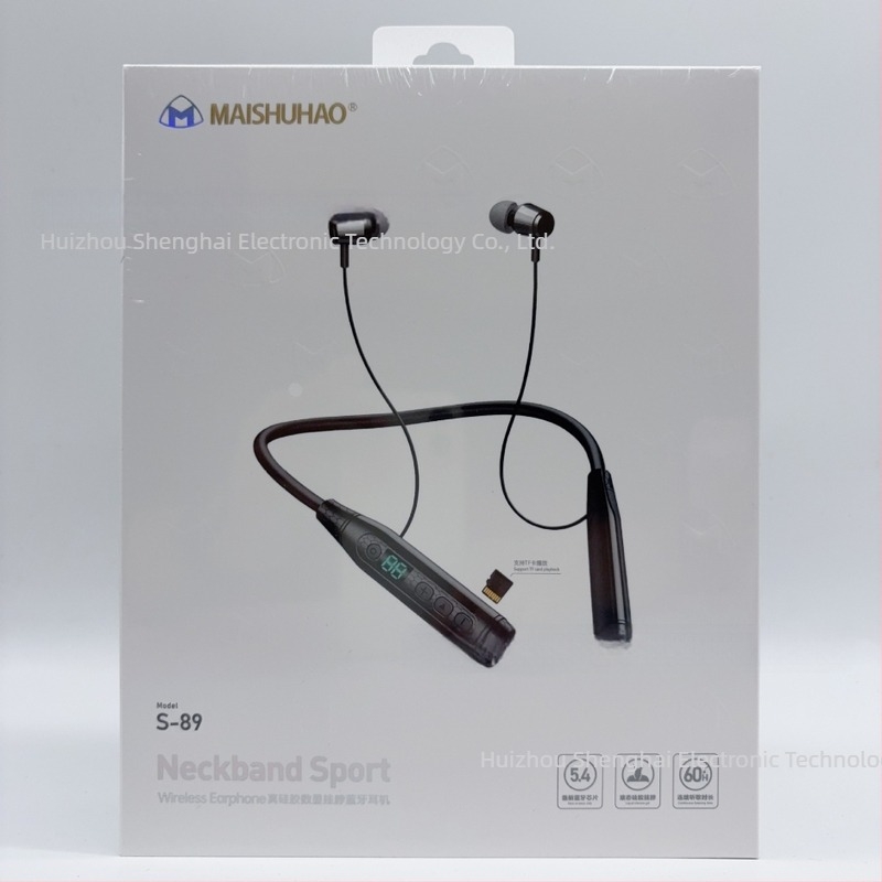 Nyakpántos vezeték nélküli fülhallgató szilikonból, Bluetooth 5.0, 10 m hatótávolság, sztereó hang, akkumulátor élettartam több mint 8 óra