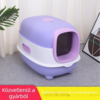 Teljesen zárt, nagy méretű macskaalomtálca anti-fröccsenés elleni kialakítással, levehető, automata szagtalanítással és UV sterilizálással.