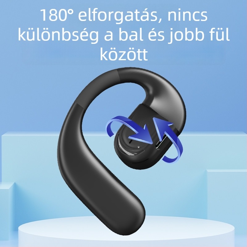 180°-os forgó Bluetooth fülhallgató, bal és jobb fülhöz egyaránt, szilikon nyitott fül dizájn, hosszú üzemidő, Bluetooth 5.4