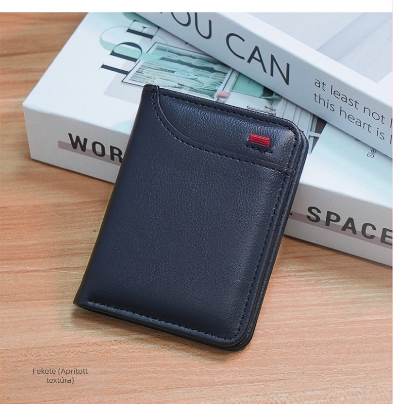 Függőleges kártyatartó több zsebbel, PU anyag, lopás elleni védelem, bővíthető, kompakt pénztárca, városi stílus
