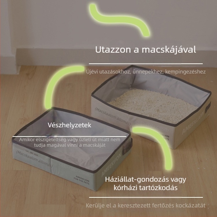 Kültéri összecsukható macskaalomtál utazáshoz, autóba szerelhető, cseppmentes kialakítás, kiscicáknak