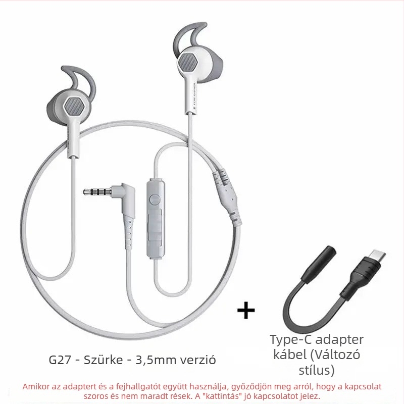 Játékos in-ear fejhallgató 10 mm-es meghajtóval, 3,5 mm-es csatlakozóval, 1,2 m kábel, mikrofon, cyberpunk stílus