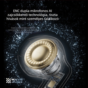 TWS vezeték nélküli fülhallgató, in‑ear dizájn, Bluetooth 5.0, 15 m hatótávolság, 4–8 órás üzemidő