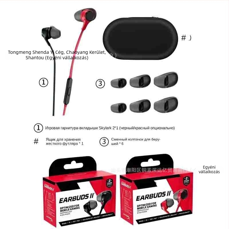 In-ear gamer fejhallgató mikrofonnal, vezetékes 3,5 mm, 1,2 m kábel, 20 Hz–20 kHz, Earbuds II