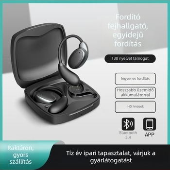 Intelligens fordító fülhallgató AI asszisztussal, bilaterális sztereó, Bluetooth 5.4, 15 m hatótáv, akkumulátor élettartam >8 óra