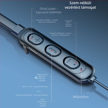 Gloris vezeték nélküli nyakpántos Bluetooth fülhallgató, sztereó hívások, Bluetooth 5.0, 10 m hatótáv, 4-8 óra üzemidő
