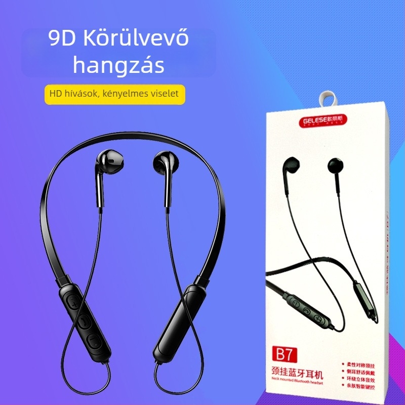 Gloris vezeték nélküli nyakpántos Bluetooth fülhallgató, sztereó hívások, Bluetooth 5.0, 10 m hatótáv, 4-8 óra üzemidő