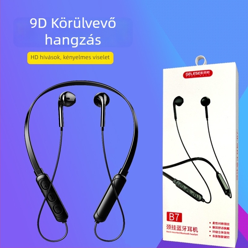 Gloris vezeték nélküli nyakpántos Bluetooth fülhallgató, sztereó hívások, Bluetooth 5.0, 10 m hatótáv, 4-8 óra üzemidő