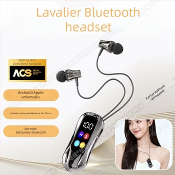 S30 Vezeték nélküli headset Bluetooth 5.4, 15 m hatótávolság, sztereó hang, digitális kijelző, 4–8 órás akkumulátoros üzemidő