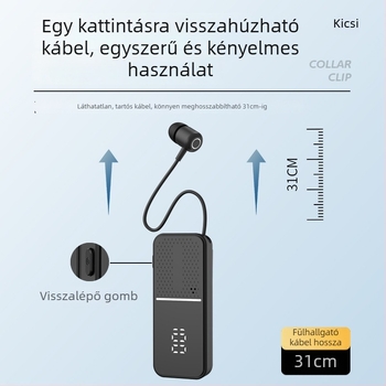 L5 Klipszes vezeték nélküli Bluetooth headset – Bluetooth 6.0, Lavalier mód, akkumulátor üzemideje több mint 8 óra, digitális kijelző