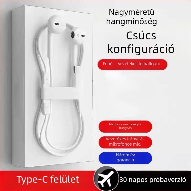 Huawei Mate60 Pro vezetékes Type-C fülhallgató, fél-in-ear kialakítás, vezérlőkábel, minimalist stílus