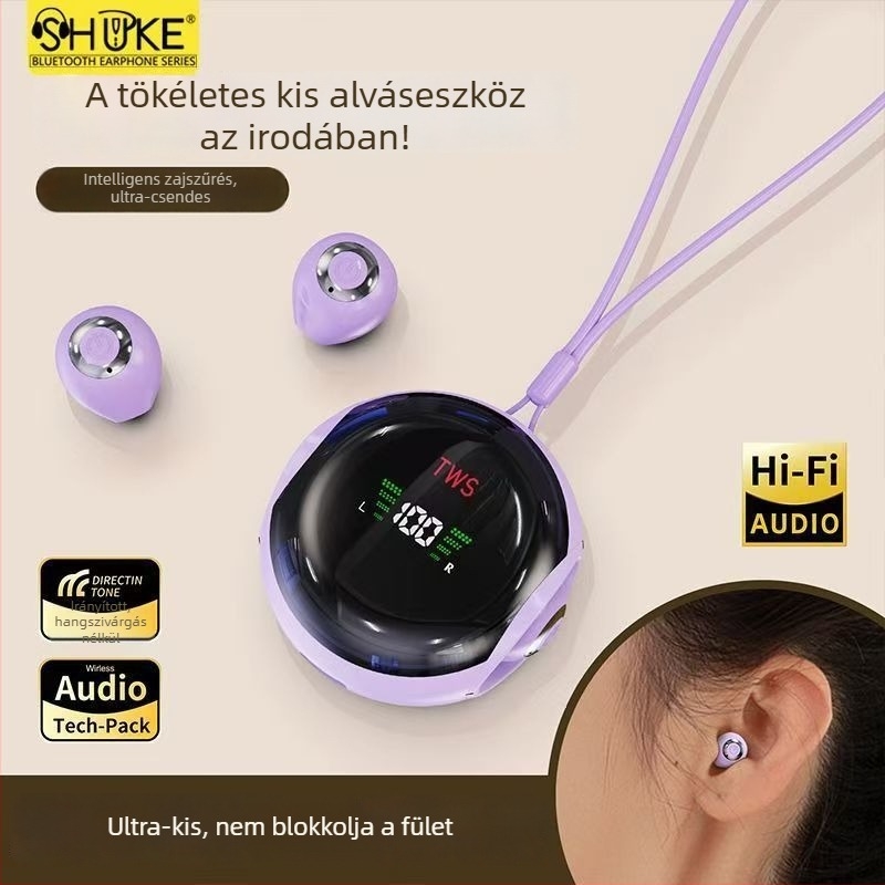 Alvás célú T09 vezeték nélküli Bluetooth fülhallgató digitális kijelzővel — BT 5.4, 10 m hatótávolság, 4–8 h akkumulátor, kétoldali sztereó hang, vízálló