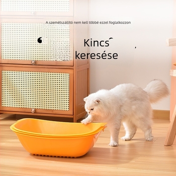 Három az egyben macskaalom tál, kanál nélkül, extra nagy, nyitott, fröccsenés elleni