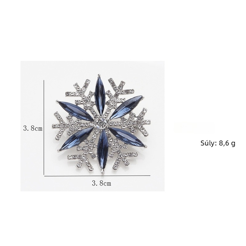 Hópehely virág brooch – ötvözet, kristály beépítés, elektroplating, koreai stílus, anti-expozíciós csat
