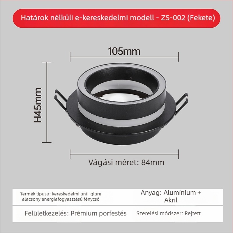 GX53 beépített spotlámpa, modell 609, alumínium és akril, porfestett felület, otthoni és kereskedelmi használatra