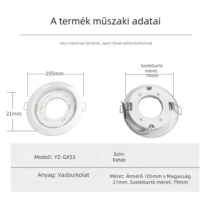 Beépíthető LED mennyezeti lámpa készlet, anti-glare kialakítás, COB tok, ultra vékony kivitel, modell YZ-GX53-SP03