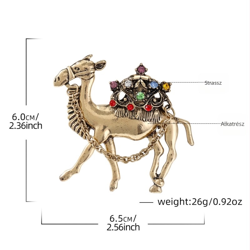 Retro teve brooch – uniszex, ötvözet, gyémánt felülettel, állat alakú (Ősz 2025)