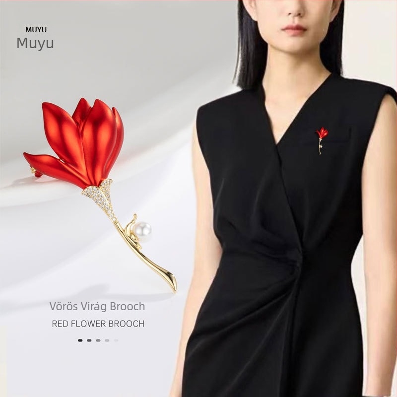Mu Yu réz virágos retró kínai stílusú brooch – elegáns corsage tű nőknek, dekoráció és ajándék