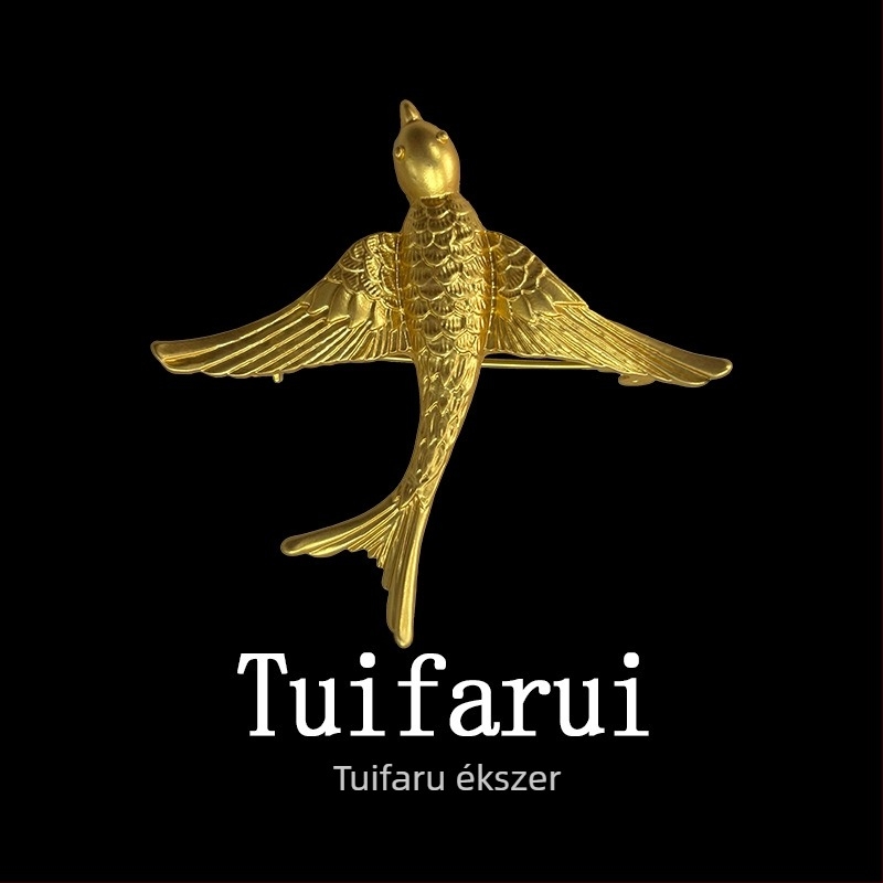 Ötvözetből készült kitűző – repülő madár, retro stílus, állat alak, elektroplakkolás