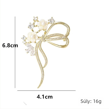 Brooch kagylóvirág motívummal, elektroplattált; formák: korona, virág, masni, levél; uniszex divatkiegészítő