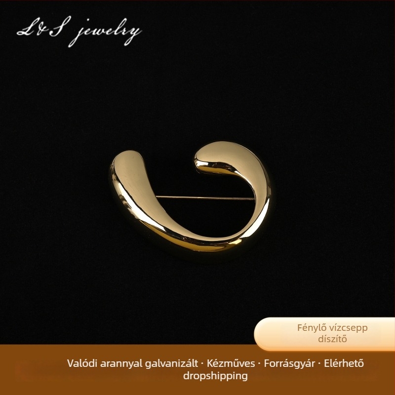Rézből készült kitűző vízcsepp alakú geometriai dizájnnal, elektroplatált felülettel