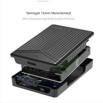 USB 3.1–SATA külső HDD/SSD tok – ABS műanyag – Támogatja a 2-4 TB meghajtókat – Maximális átviteli sebesség 6 Gbps