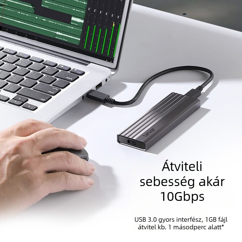 Lexa E300 M.2 NVMe külső SSD-ház — fémből készült burkolat, modell e300, nemzeti garancia