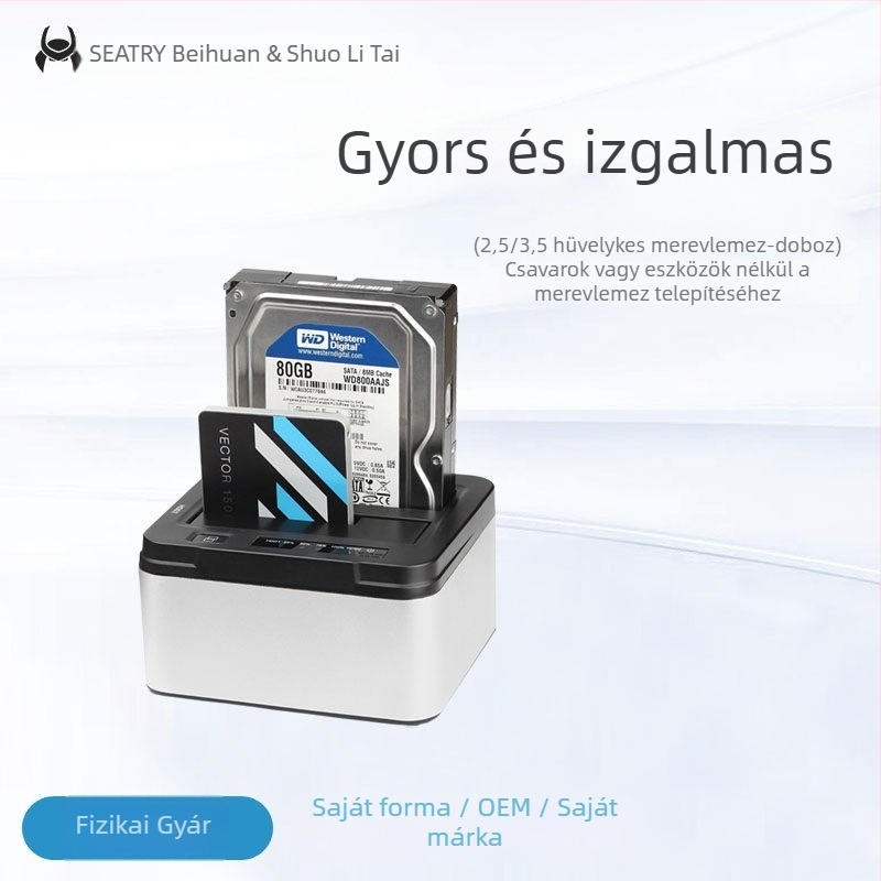 HD622 SATA kettős lemez dokkolóállomás USB 3.0 klónozási funkcióval