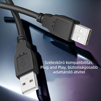 USB 2.0 A–A adatkábel, férfi–férfi, USB adatkábel, réz-nikkel bevonat, hosszok: 1 m, 1,5 m, 1,8 m, 3 m