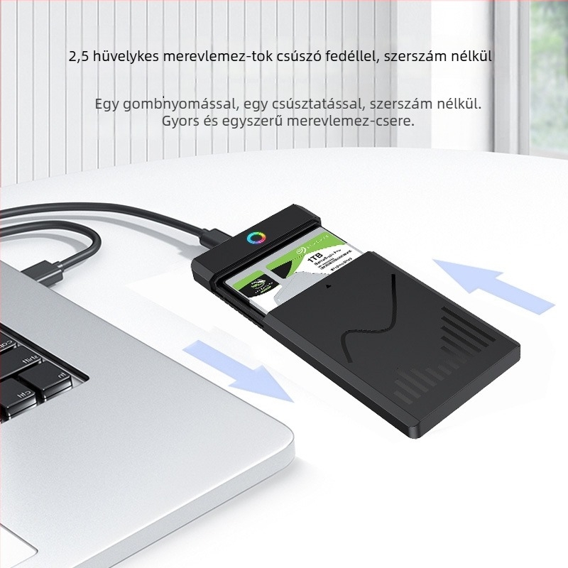 SATA külső merevlemez tok – szerszámmentes kialakítás, USB 3.0/3.1/2.0, Type-C 3.1, ABS, 6TB max