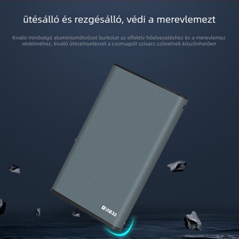 Laptop SATA HDD/SSD ház USB 3.0, külső fém tok