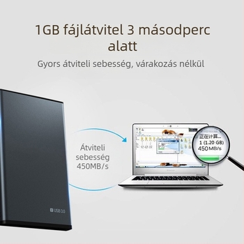 Laptop SATA HDD/SSD ház USB 3.0, külső fém tok