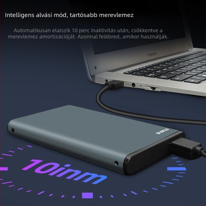 Laptop SATA HDD/SSD ház USB 3.0, külső fém tok