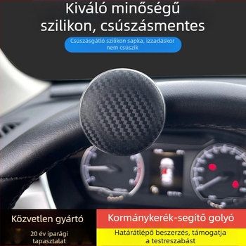 Egy kézzel használható kormánykerék segítő gömb, karbon rost textúrával, csúszásmentes