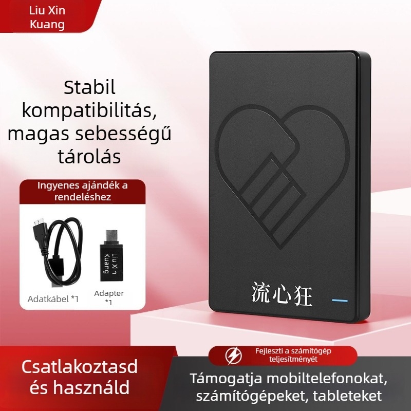 Külső USB 3.0 hordozható merevlemez, 1TB/750GB, PC-hez, TV-hez és PS4-hez kompatibilis