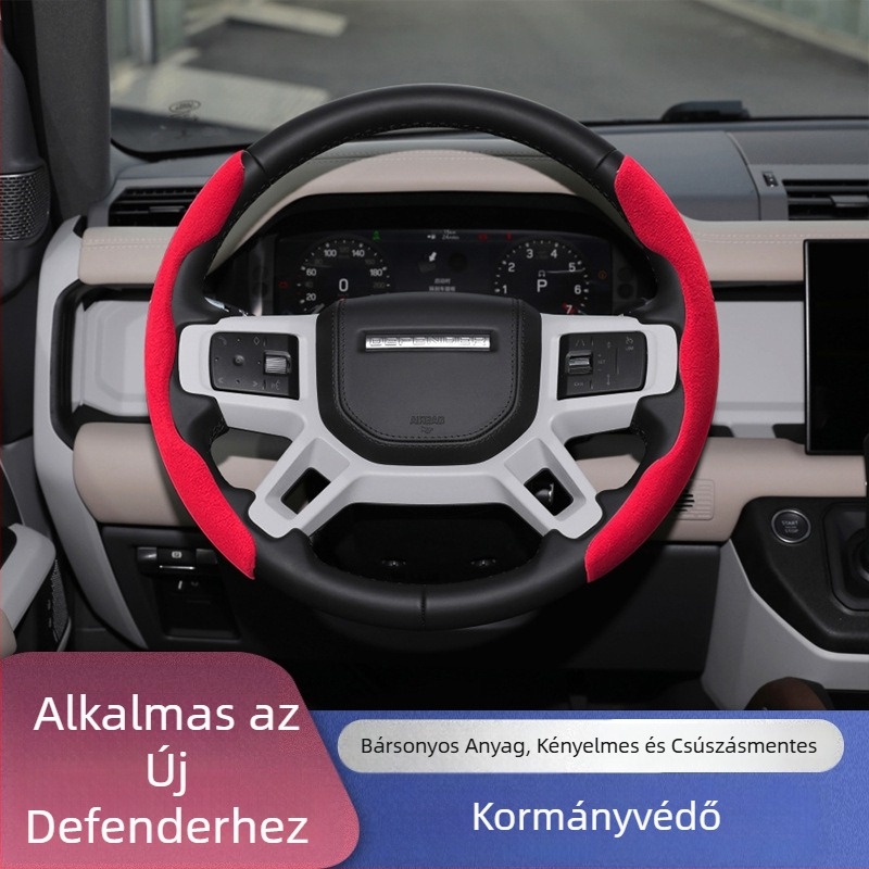 Velúr kormánykerékfedél, csúszásmentes, Aurora 45 Star Pulse mintázat, kompatibilis a Land Rover Defender és a Discovery Sport modellekkel