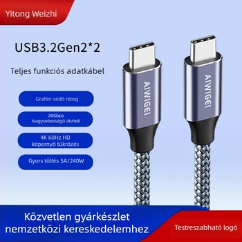 USB 3.2 Type-C teljeskörű adatkábel hordozható HDD-hez, 20 Gbps, PD gyorstöltés, 4K kivetítés