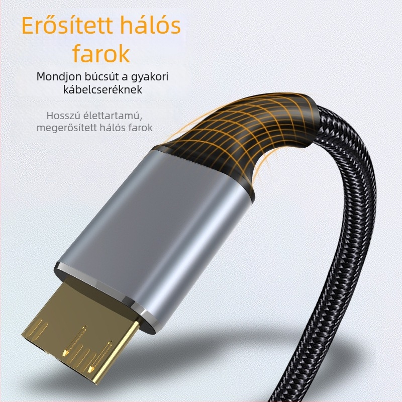USB 3.0-tól Micro USB-ig merevlemez-adatkábel – egyes csatlakozófej, kiterjesztett adatátvitel, maximális teljesítmény 10W, nylon kábel