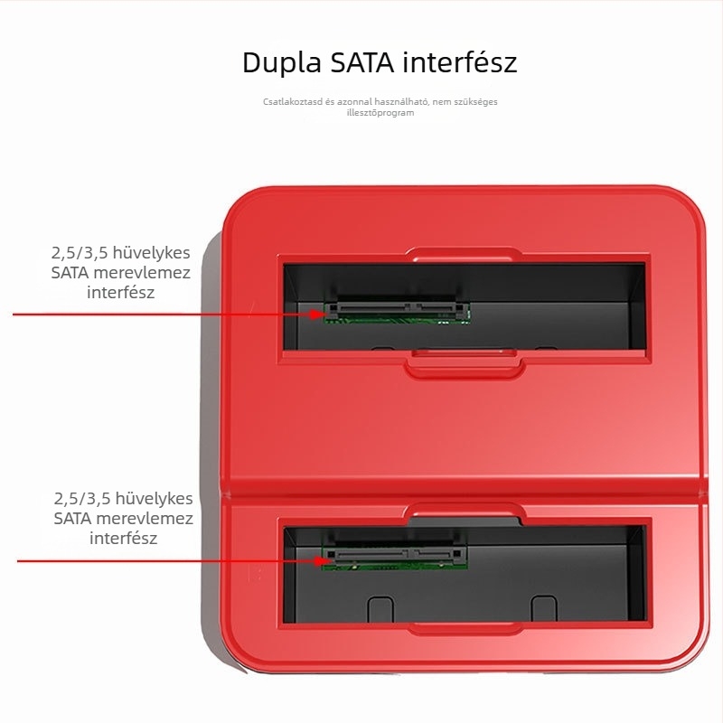 Kétrekes HDD dokkoló USB 3.0 – 5Gbps, maximum 32TB, méretek 142×143×74mm, modell D300