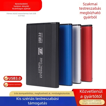 USB 3.0 külső SATA merevlemez-tok, alumínium ötvözet test, 5 Gbps