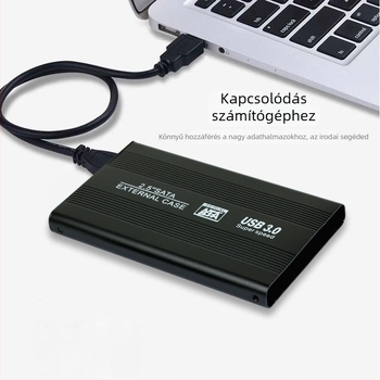 USB 3.0 külső SATA merevlemez-tok, alumínium ötvözet test, 5 Gbps