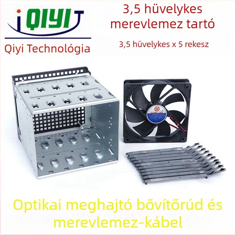 Alumínium 3,5'' HDD-keret 5,25'' meghajtórekeszhez, 3 lemezes kapacitás, QY