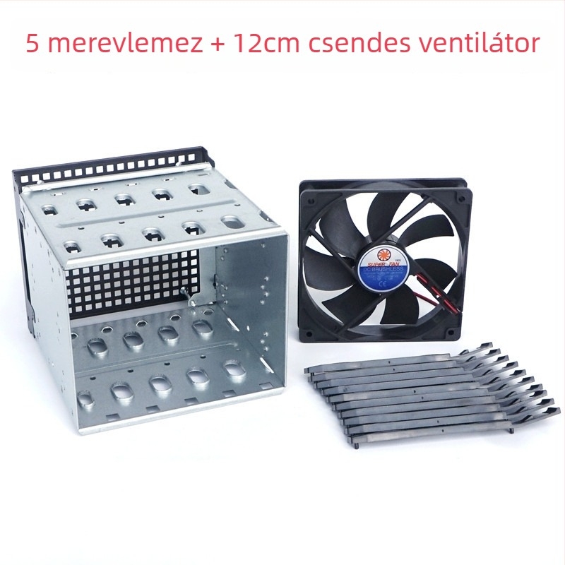 Alumínium 3,5'' HDD-keret 5,25'' meghajtórekeszhez, 3 lemezes kapacitás, QY