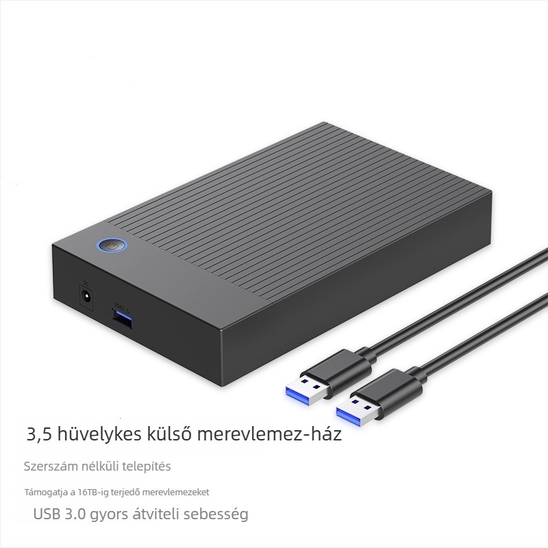 3,5 hüvelykes külső SATA USB 3.0-ú tároló, ABS műanyagból, 18 TB-ig támogatott kapacitással, 5–10 Gbps átviteli sebesség