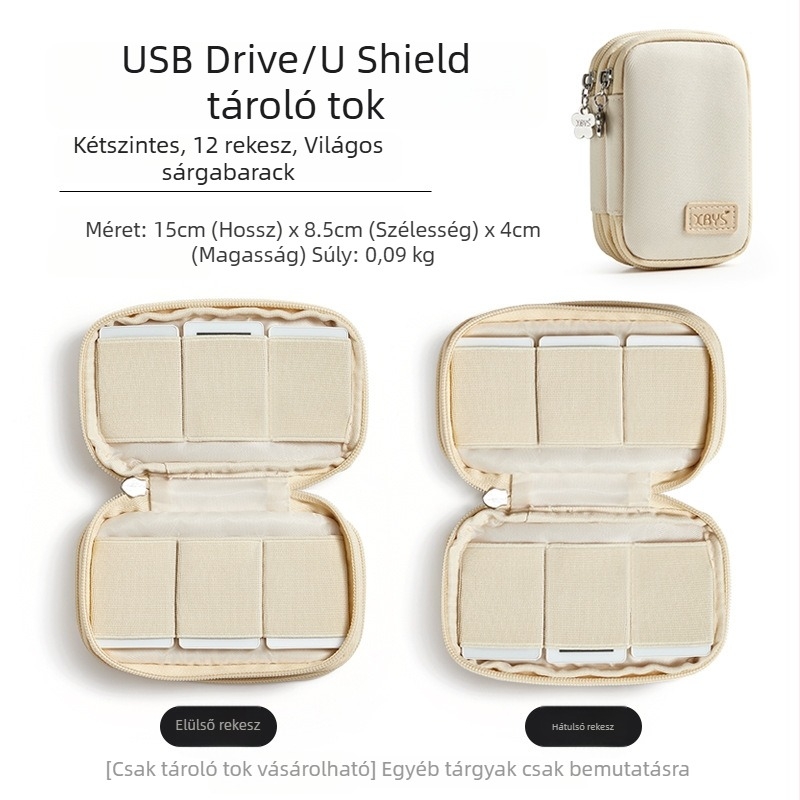 USB‑tartozékok tároló táska USB-meghajtók és biztonsági kulcsok számára (Model C008; Anyag: textil; Offset nyomtatás; Belső csomagolás; USB tárolásra tervezve)