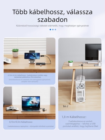 Orico USB többinterfészes bővítő, Type-C osztó, USB 3.0 hub, modell PAPW4A-U3, átviteli sebesség 5 Gbps