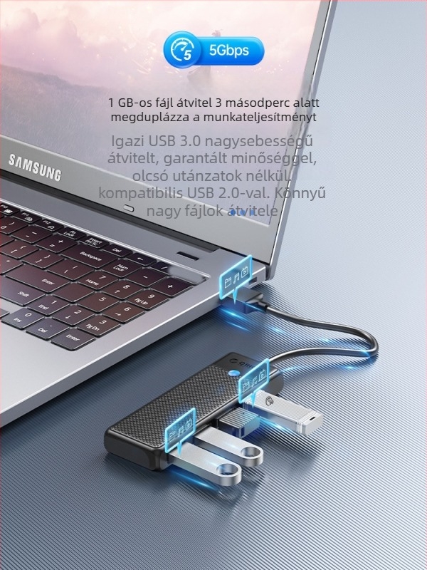 Orico USB többinterfészes bővítő, Type-C osztó, USB 3.0 hub, modell PAPW4A-U3, átviteli sebesség 5 Gbps