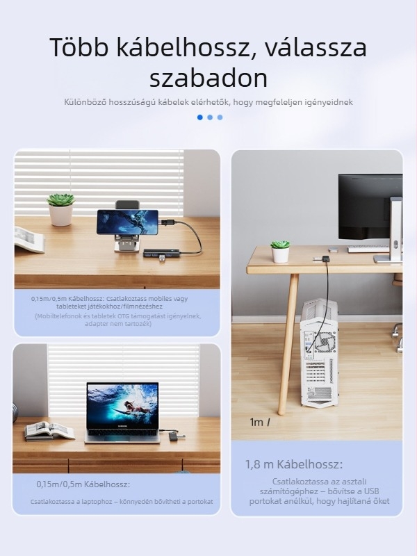 Orico USB többinterfészes bővítő, Type-C osztó, USB 3.0 hub, modell PAPW4A-U3, átviteli sebesség 5 Gbps