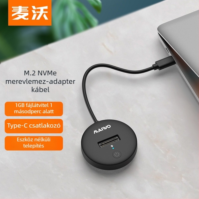 Maiwo M.2 NVMe külső SSD tok, USB-C 3.1, 10Gbps, 2TB-ig támogatva, NGFF, modell K1698P