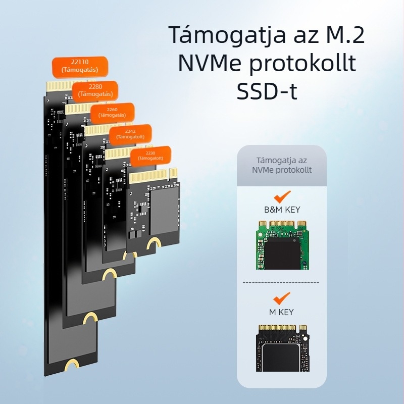 Maiwo M.2 NVMe külső SSD tok, USB-C 3.1, 10Gbps, 2TB-ig támogatva, NGFF, modell K1698P